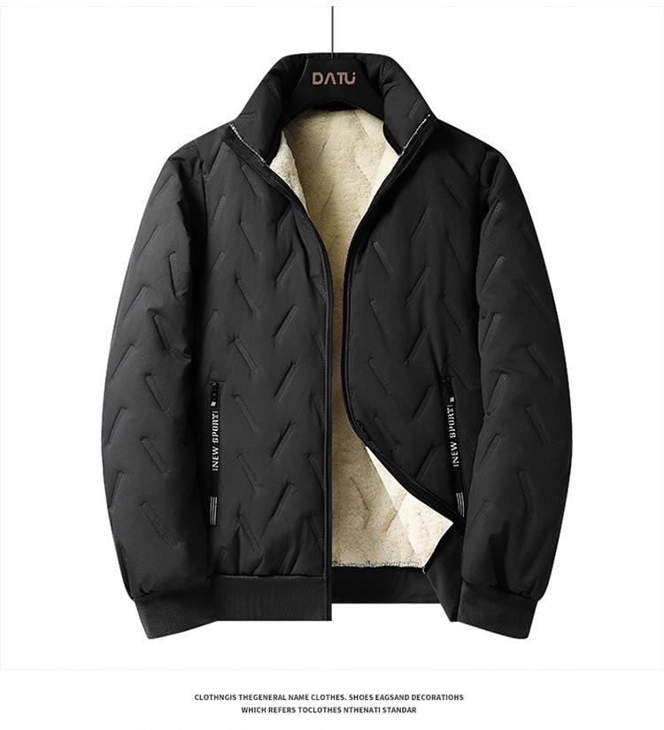 Men's Ultrasonic Lambswool Three-Piece Winter Set: Warm Vest, Stand Collar Cotton Jacket, Plus Velvet Pants