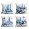 4pcs/set Marine Watercolor Style Cushions Pillowcase Polyester Cushion Cover Throw Pillow Pillowcover Home Car Sofa Decor