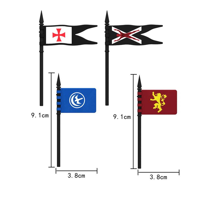 MOC Medieval Building Blocks Character Accessories Shields Armor Vests Warhorses Flags Set Mounts Toy Gifts Compatible Bricks