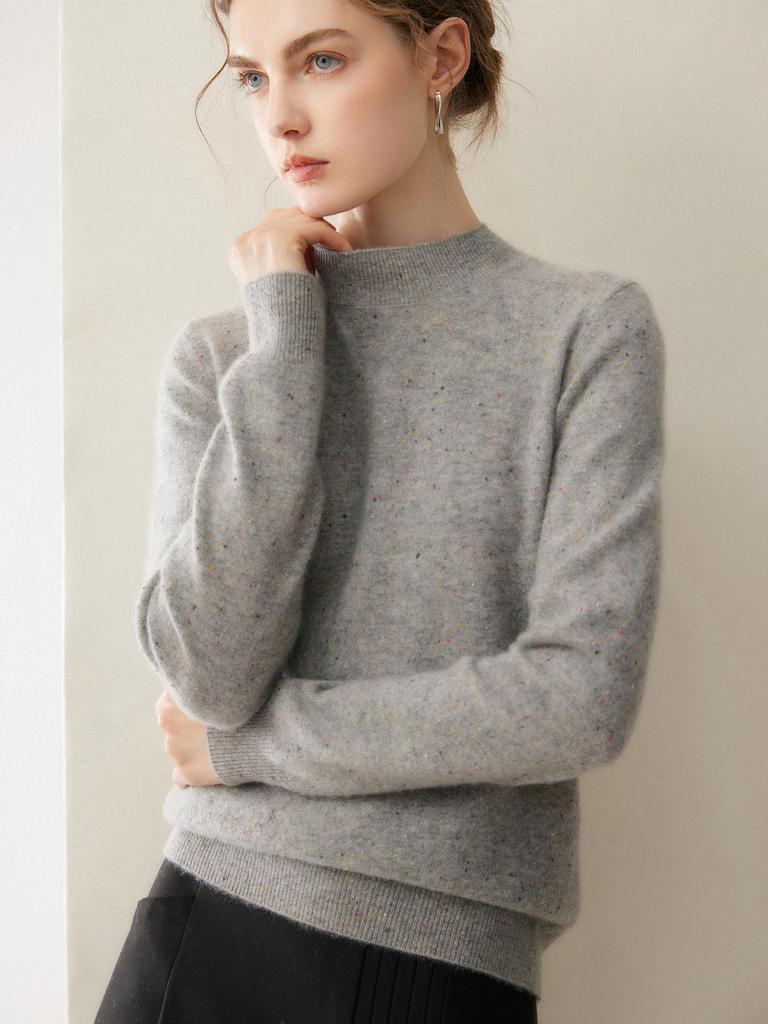 Cashmere Women's Knit Half-High Collar Pullover Sweater - Autumn/Winter, Loose, Slimming, Versatile Top