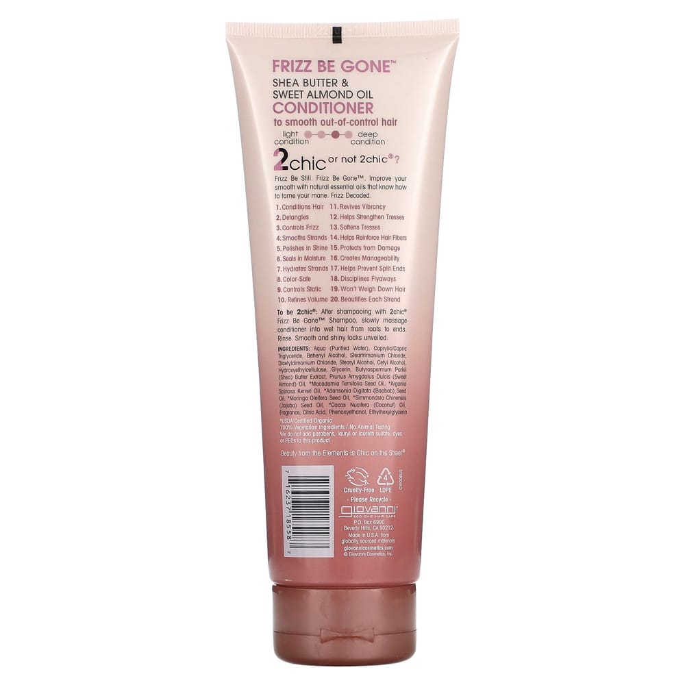 Giovanni 2chic Frizz Be Gone Conditioner with Shea Butter + Sweet Almond Oil 250ml (8.5 Fl Oz)