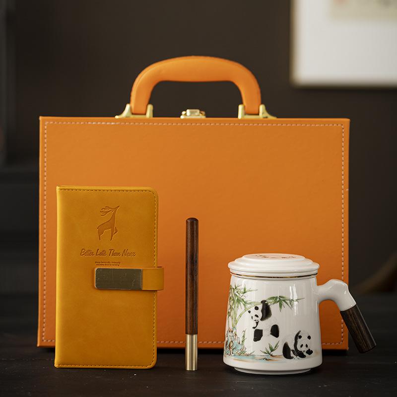 National Gift Panda Ceramic Mug Office Cup with Lid Filter Tea Separation Cup Gift Box Room Gift