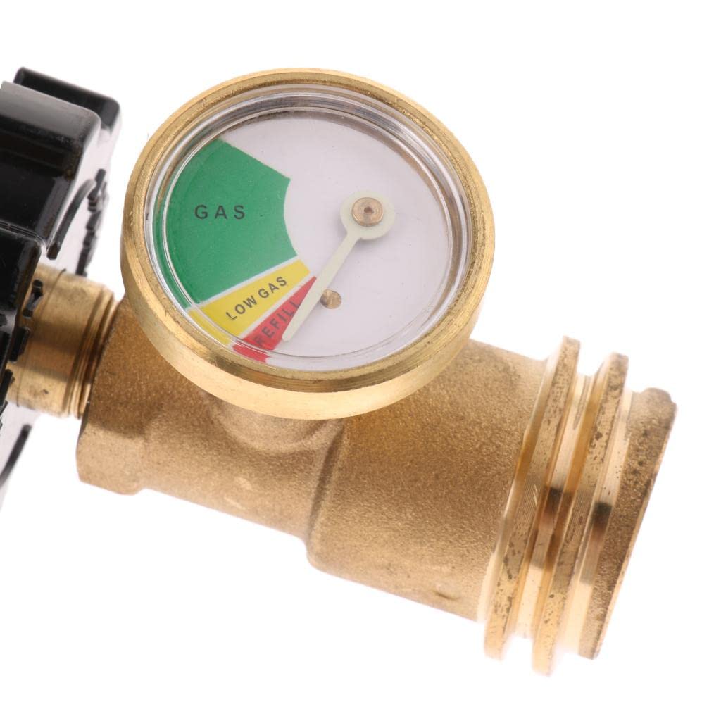 Perfk Propane Tank Adapter with Gauge Propane Tank Gauge Copper