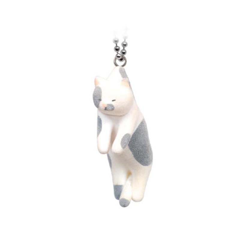 QUALIA Flocked Hanging Cat Capsule Toy Japanese Calico Striped Orange and White Cat Blue Cat Bag Pendant Cute Gifts