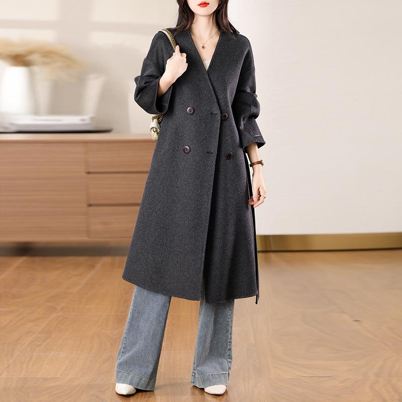 Autumn and winter new double-sided wool coat women's medium and long temperament loose and thin wool coat