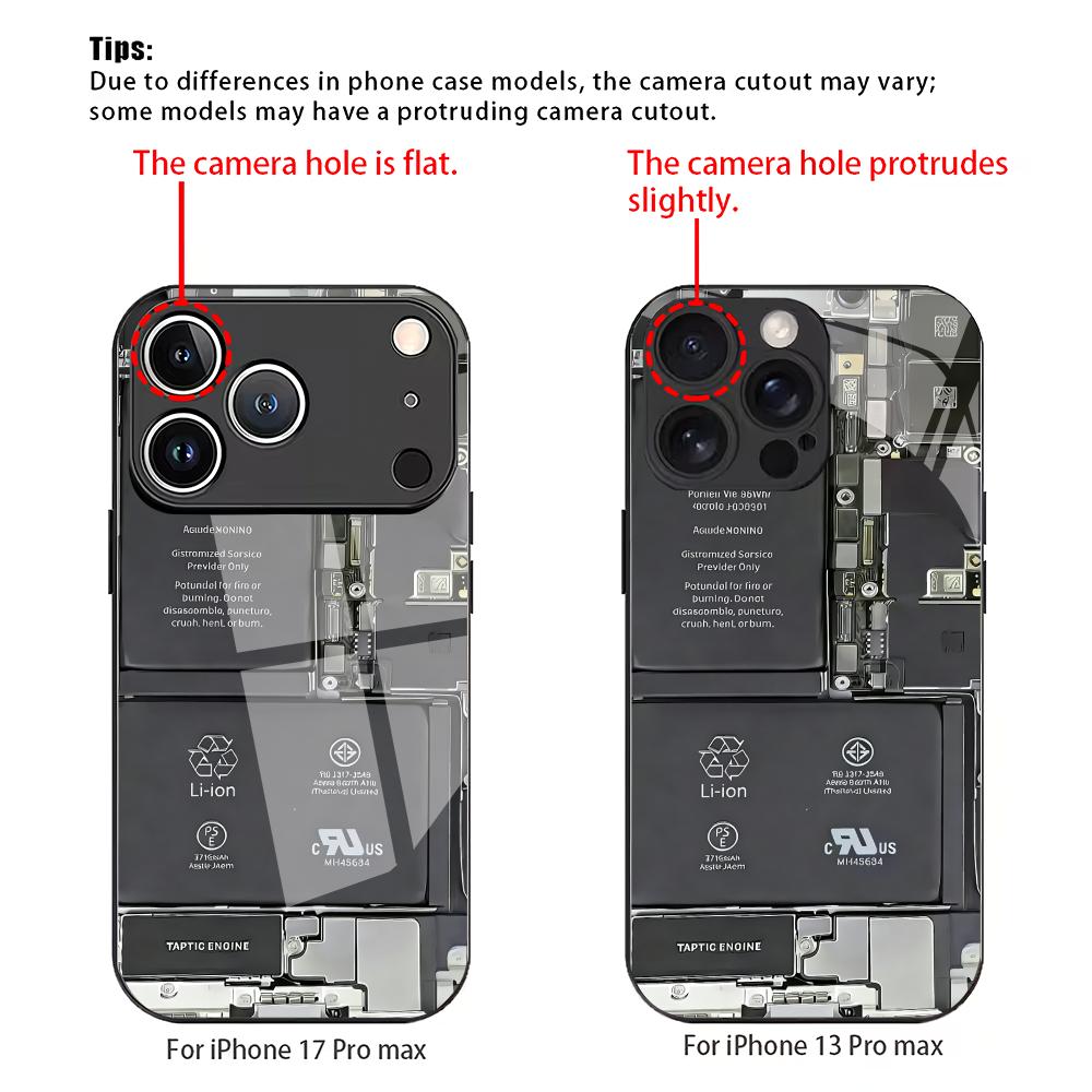 New circuit board pattern tempered glass phone case suitable for iPhone 17 16 15 14 13 12 11 Pro Max Plus shockproof back cover