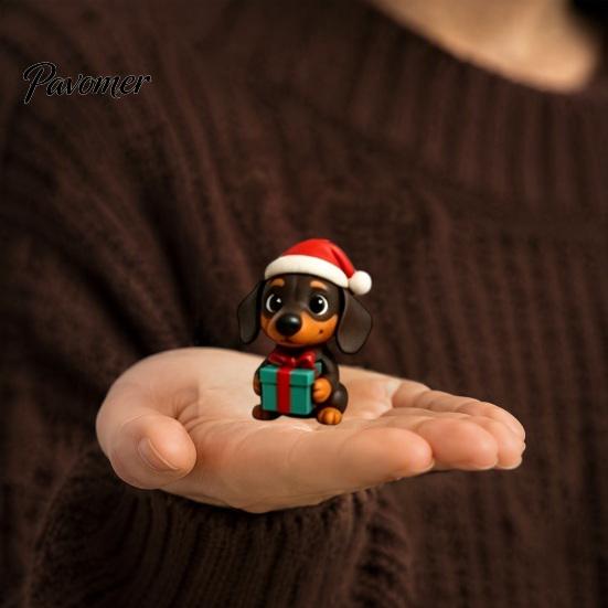Home Holiday Atmosphere Decor 2026 Dachshund Advent Calendar, 24 Days 3D Collectible Dog Figures, Miniature Set Puppy Ornaments Christmas Countdown