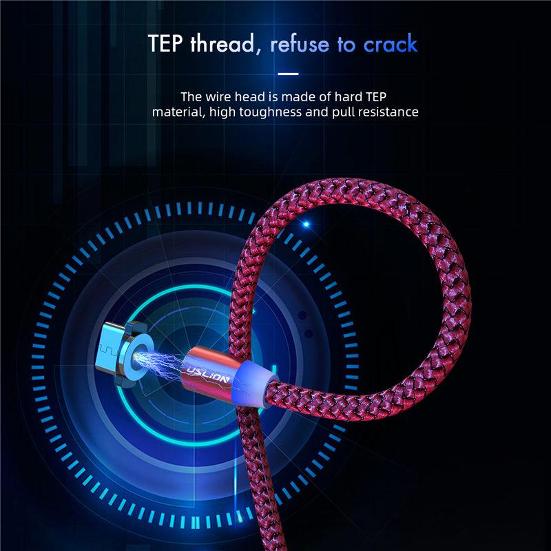 USLION 2.4A Magnetic Micro USB Cable For iPhone Charging Charge Magnet Charger USB Type C Cables