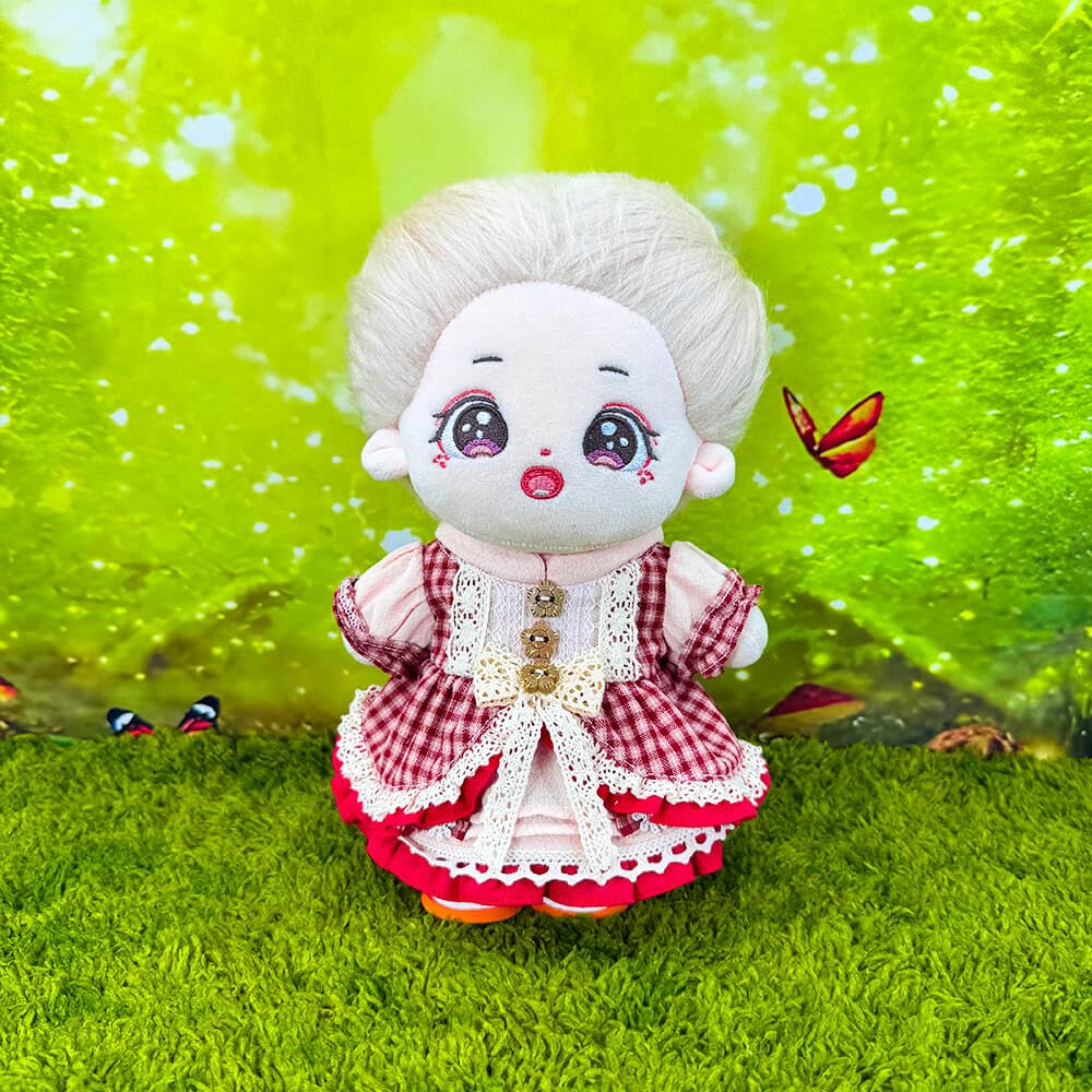 niannyyhouse 20cm Plush Clothes Red Short Cape Dress Cotton Doll Accessories Dress-Up