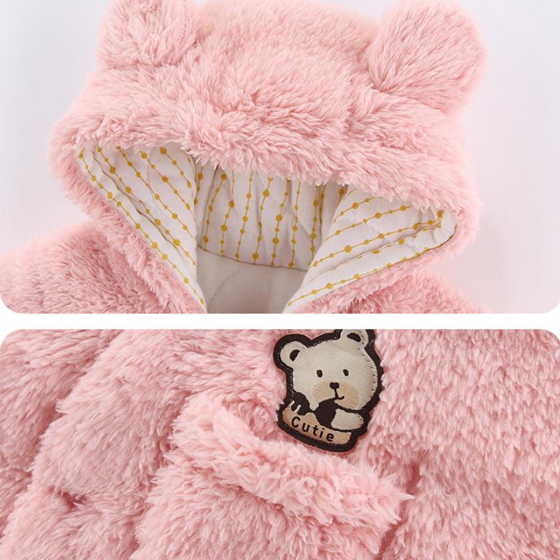 Baby Winterkleidung mit Kapuze Jungen und Mädchen Kostüm Neugeborenen Ausflug Strampler Kleinkinder Samt verdickte Fleece-Overalls