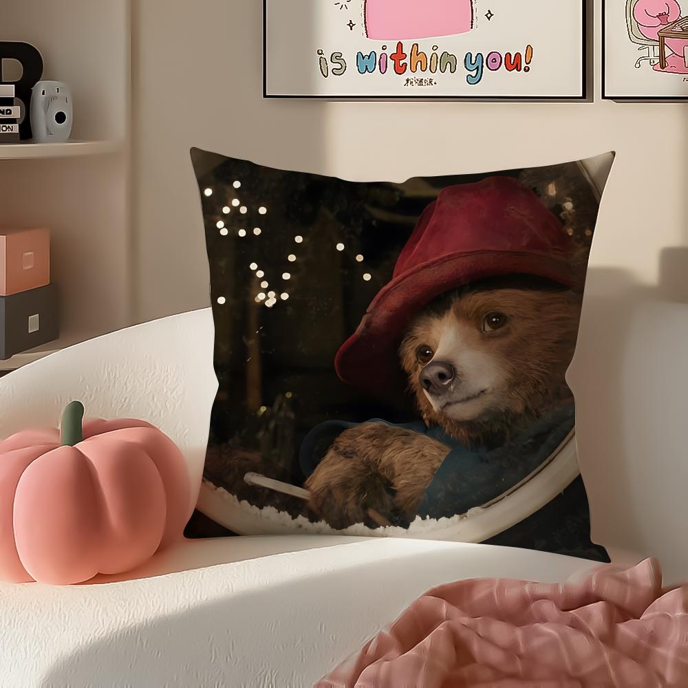 Cute PPaddington Bear Cushion Cover Pillowcase Short Plush Invisible zipper Room Sofa Cushion Cover