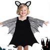 2Pcs Bat Wing Dress Bat Ears Headband Halloween Vampires Cosplay Costume Set for Kids Girls Bat Costumes Accessories