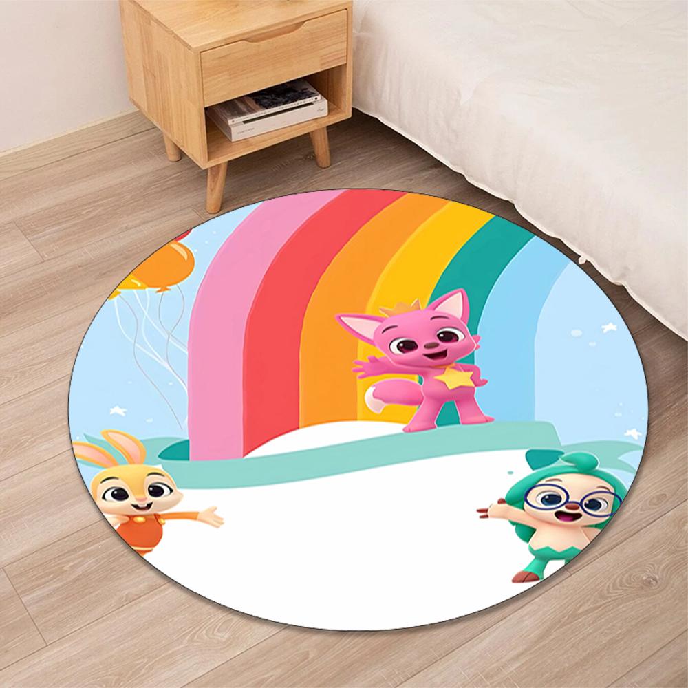 Pinkfong Wonderstar Bedruckter Runder Teppich Teppich Stuhlteppich Bereichsteppich Eingang Fußmatten, für Bürostuhl Wohnzimmer Schlafzimmer Küche.