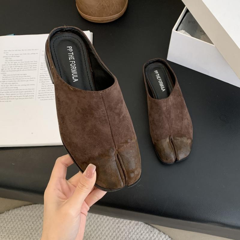 Fashion Bailamos Brand New Women Split Toe Slippers Tabi Ninja Slip On Flats Round Toe Shallow Lazy Boat Mules Shoes Soft Loafers Soft M