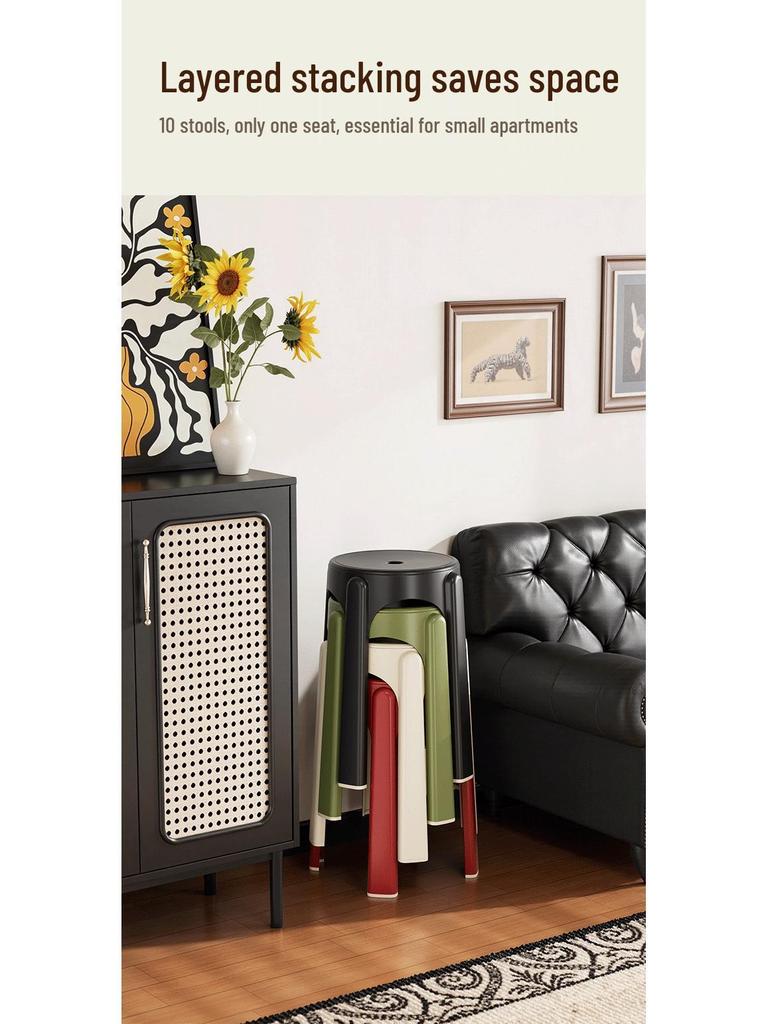 Durable Stackable Round Stool for Plus-size Individuals - Ideal for Living Room, Dining Table, or Guest Seating