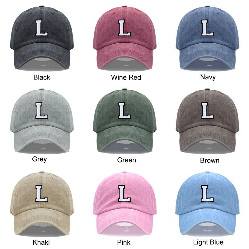 Initial Letter A-Z Embroidery Baseball Cap For Men Womne High Quality Washed Cotton Dad Hats Team Sport Visors Snapback Caps