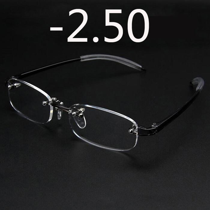 New Frameless Myopic Glasses Gray Frame Eyeglasses Men Women Rimless Super Light Frame Myopia Glasses 100 ~ 400 Degrees