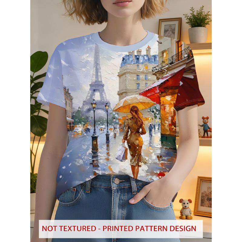 Summer Women S One-Piece Round Neck Short-Sleeved Printed T-Shirt S