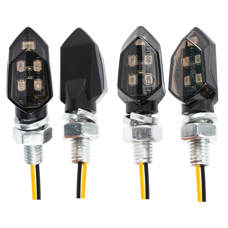 4PCS Smoked Lens Amber LED Turn Signal Lights 12V Universal Motorcycle Blinker for Front Rear Super Bright Easy Plug and Play
