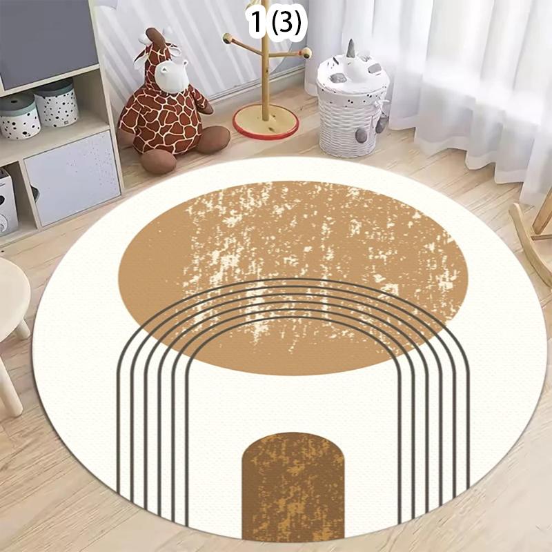 

Modern Abstract Arch Round Area Rug Geometric Line Circle Print Non-Slip Carpet for Living Room Bedroom Stylish Home Decoration 80cm x 80cm