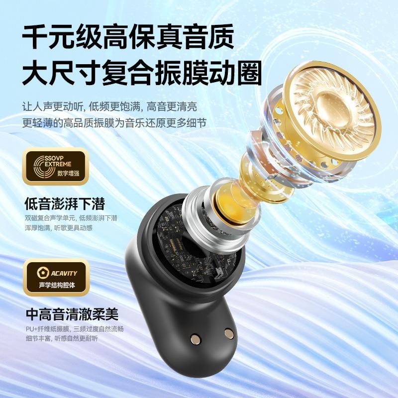 Mini short handle half-in-ear Bluetooth headset, it is painless to wear it for a long time, wireless headset, transparent cabin, private mold