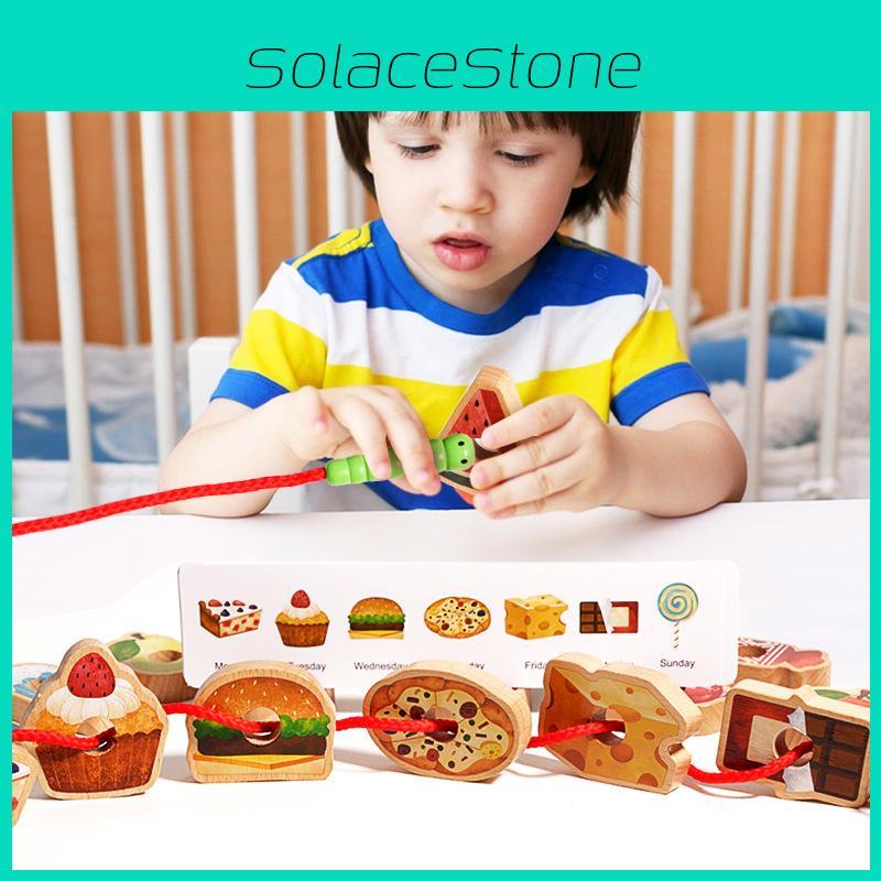 Bead Wooden Caterpillar Stringing Games Attention Training Children Puzzle Toys