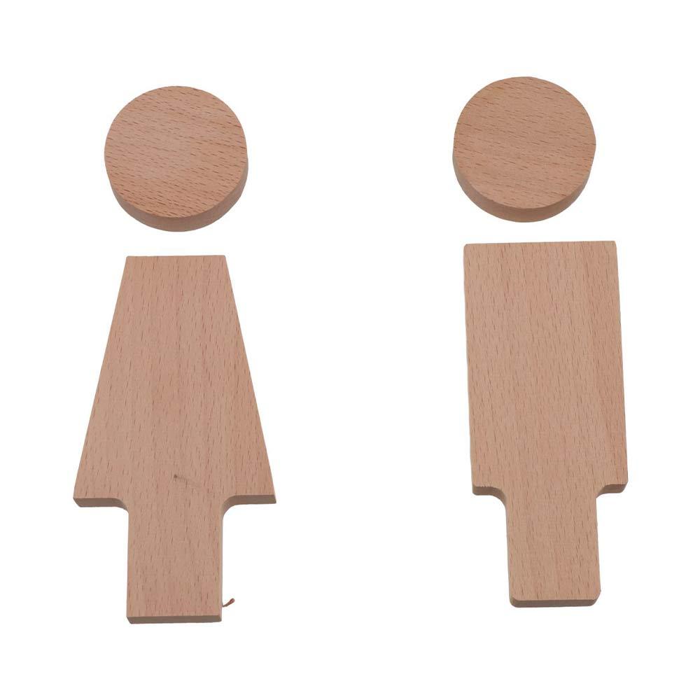 2pcs/se Self-adhesive Bathroom Door Signs Solid Wood Washroom Signs  Bathroom Supplies