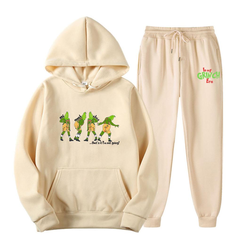 Women's Hooded Sports Tracksuit Unisex Two-Piece Running Outfits Long Sleeve Pullover Hoodies Sweatshirt+Sweatpants Set
