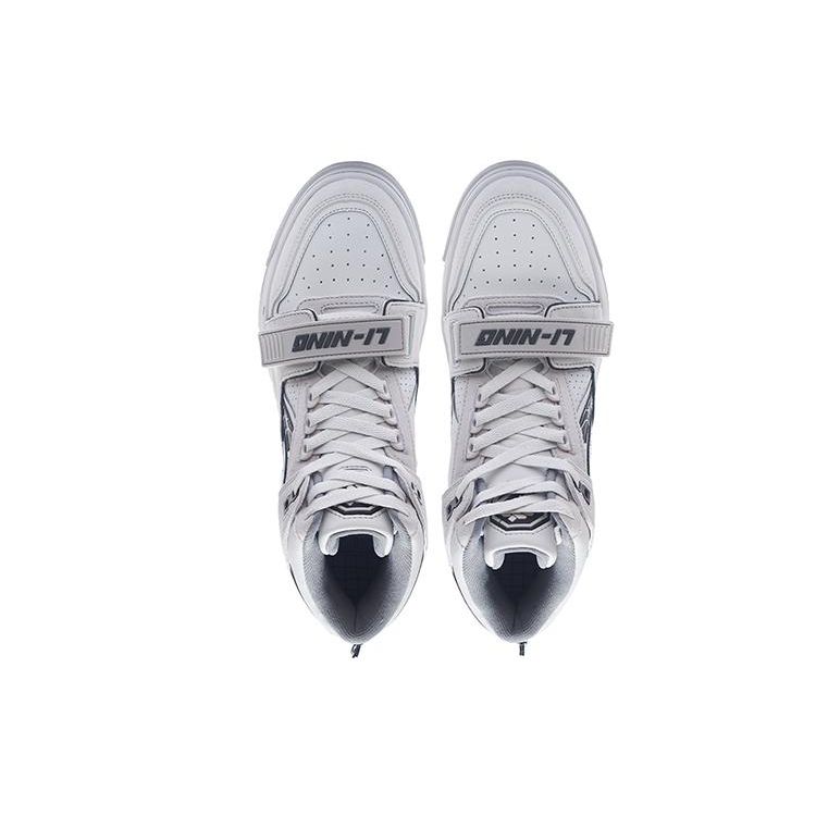 Li Ning Rookie High Dream Theme Show Comfortable Versatile High-Top Retro Basketball Shoes Men Sneakers Gray Black ABCS055-1