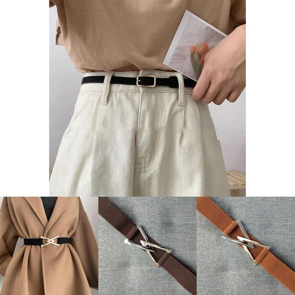 Modern Black Elastic Waist Belt With Beautiful Triangle Clip Designed Women For