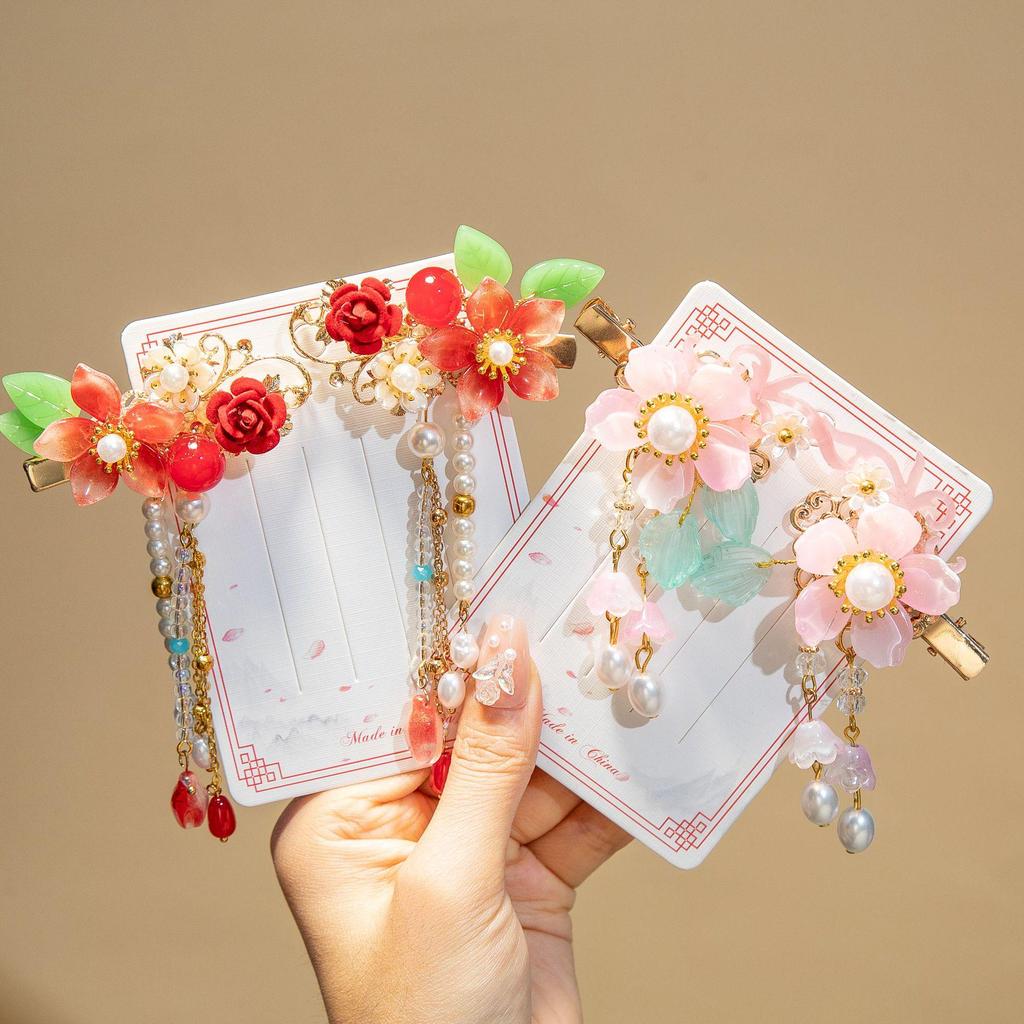 Kids' Classic Hanfu Hair Clip: Fairy Bow Tassel Hairpin for Girls