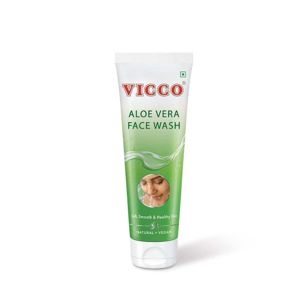 Vicco Aloe Vera Face Wash Pack of 3, 70 gm Each, Gentle Hydrating Cleanser for Soft, Smooth Healthy Skin