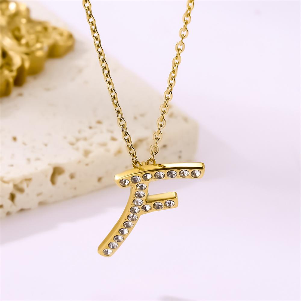 Atoztide Zircon Letter Pendant Necklace for Women Men Full Stone Alphabet Initial Name Monogram Charm Necklace Jewelry Gift
