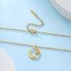 Retro Sun Moon Pendnat Necklace Earrings with Crystl Fashion Necklace for Women and Men-Gold Set