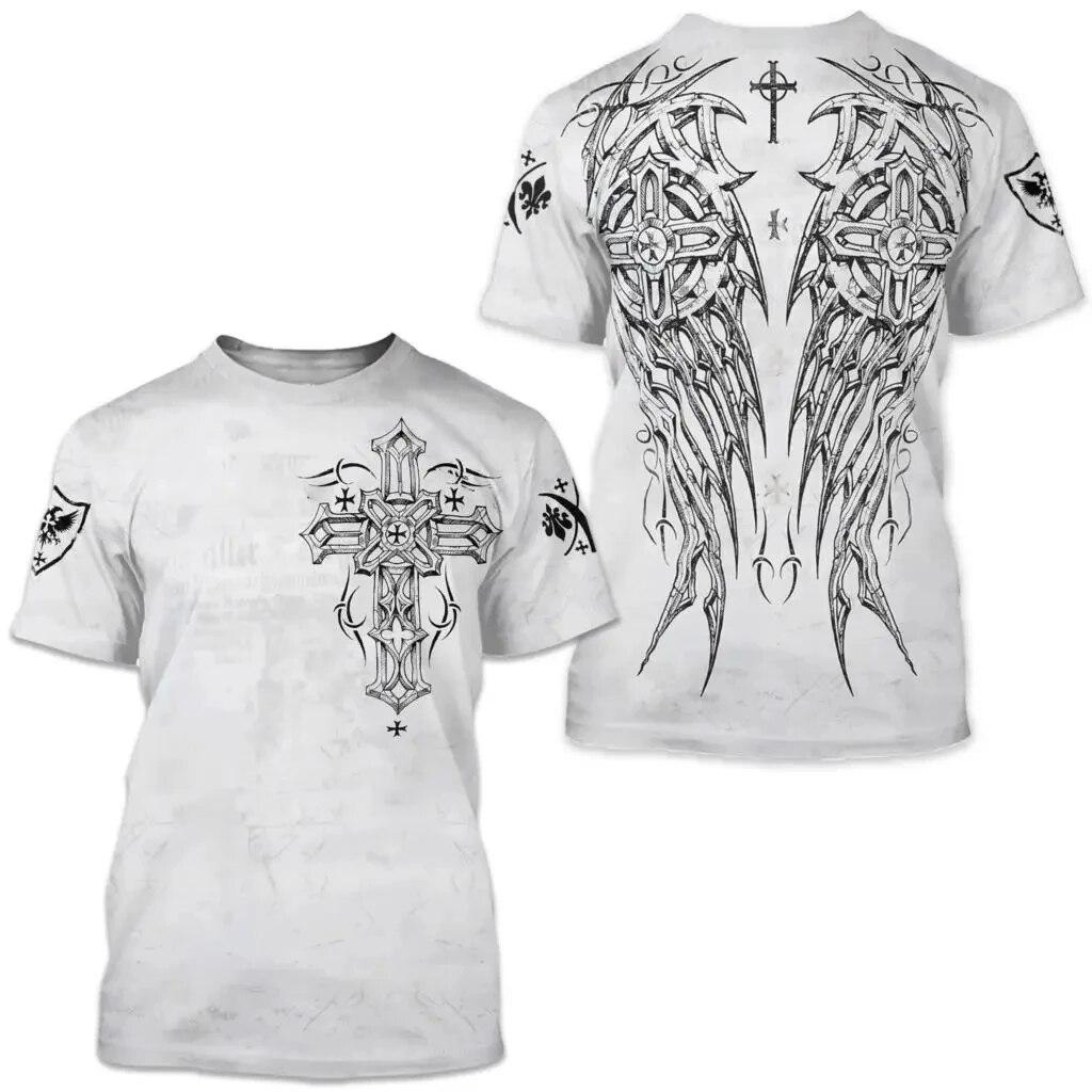 Archaic By Affliction Colisson Men's T-Shirt Vintage 3D Graphic Print T Shirt Short Sleeve Tee Streetwear Oversized Clothing Top