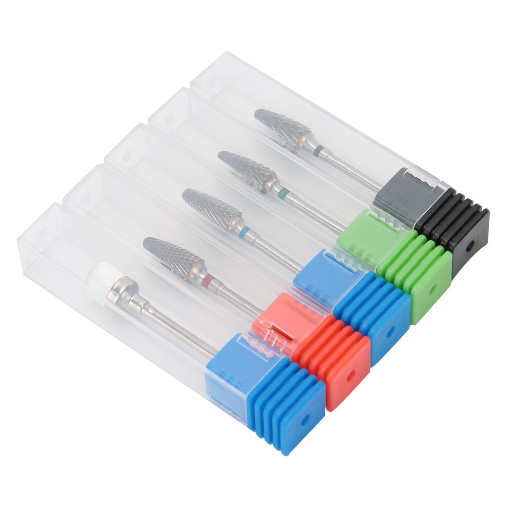 5pcs Tungsten Steel Nail Polishing Grinding Head Nail Drill Bits Dust Brush Manicure Tool Set