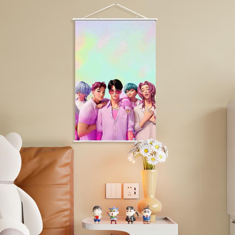 K pop İblis Avcısı Arka Plan Huntrix Çizgi Film Duvar Halısı Kpop Savaşçı Posteri Ev Partisi Duvara Asılan Arka Plan