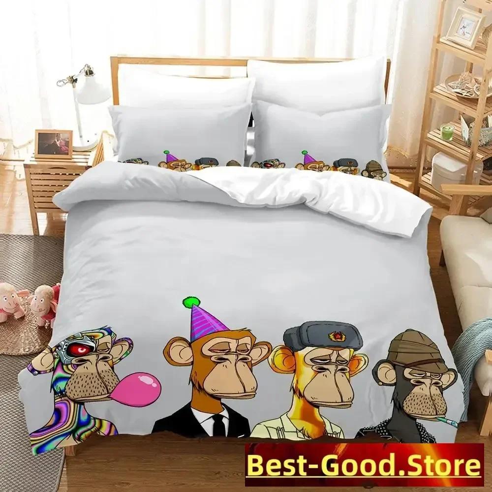 Bored Ape Yacht Club BYAC NFT Bettwäsche Set Einzel Doppel Full Queen King-Size Abmessungen Abmessungen Bettwäsche Set Aldult Kind Schlafzimmer Bettbezug Sets Anime