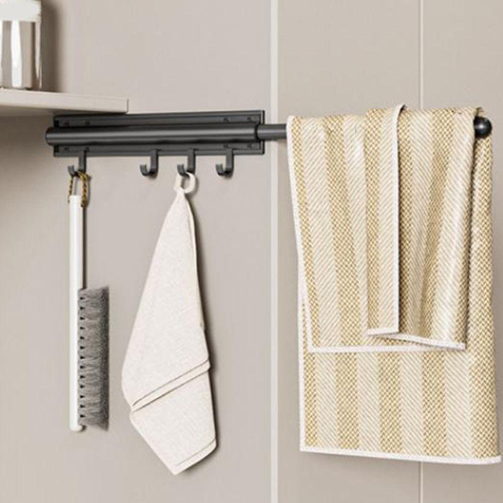 Wall Mounted Closet Valet Rod Retractable Wardrobe Clothing Rail Freshly Pressed Clothes