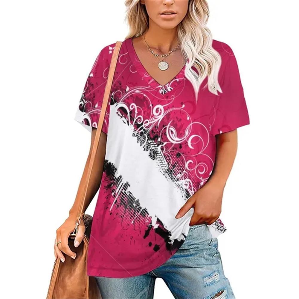 Сексуальная футболка с V-образным вырезом и принтом в виде градиента и граффити — фото 8