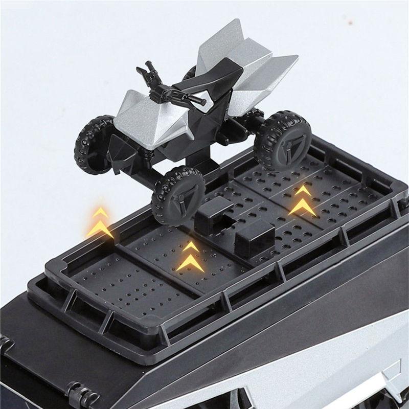 1/32 Tesla Cyber the Truck Pickup Alloy Camping RV Car Model Diecasts Metal Toy Van Motorhome Touring Car Model Sound Light Kids Gifts