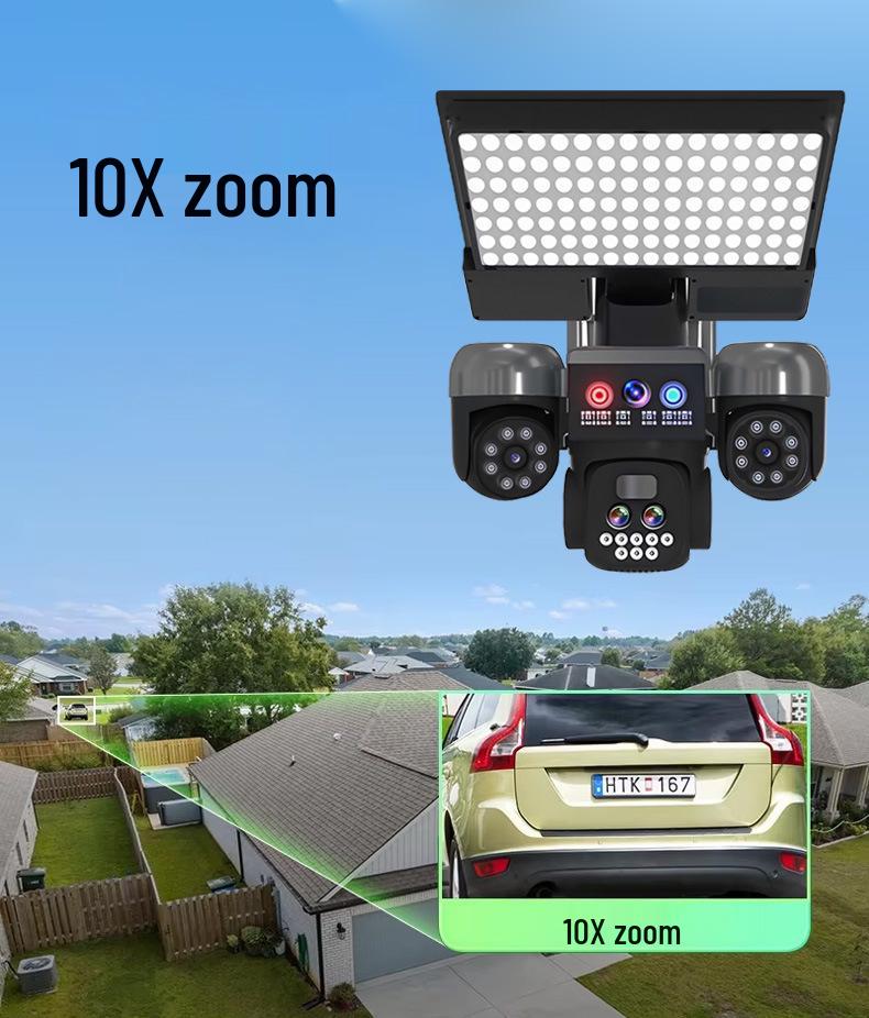 Waterproof Solar-Powered Outdoor Camera with Two-Way Voice, Full-Color Night Vision, and Home Courtyard Light.
