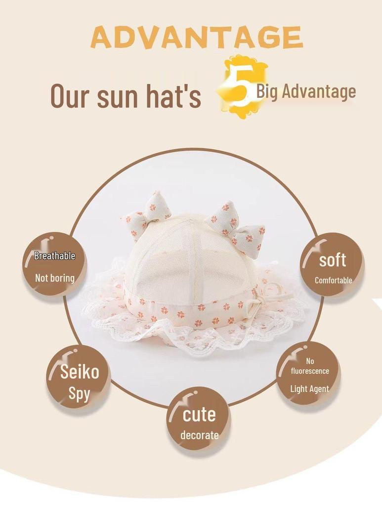 Korean Style Baby Girls' Breathable Mesh Summer Bucket Hat