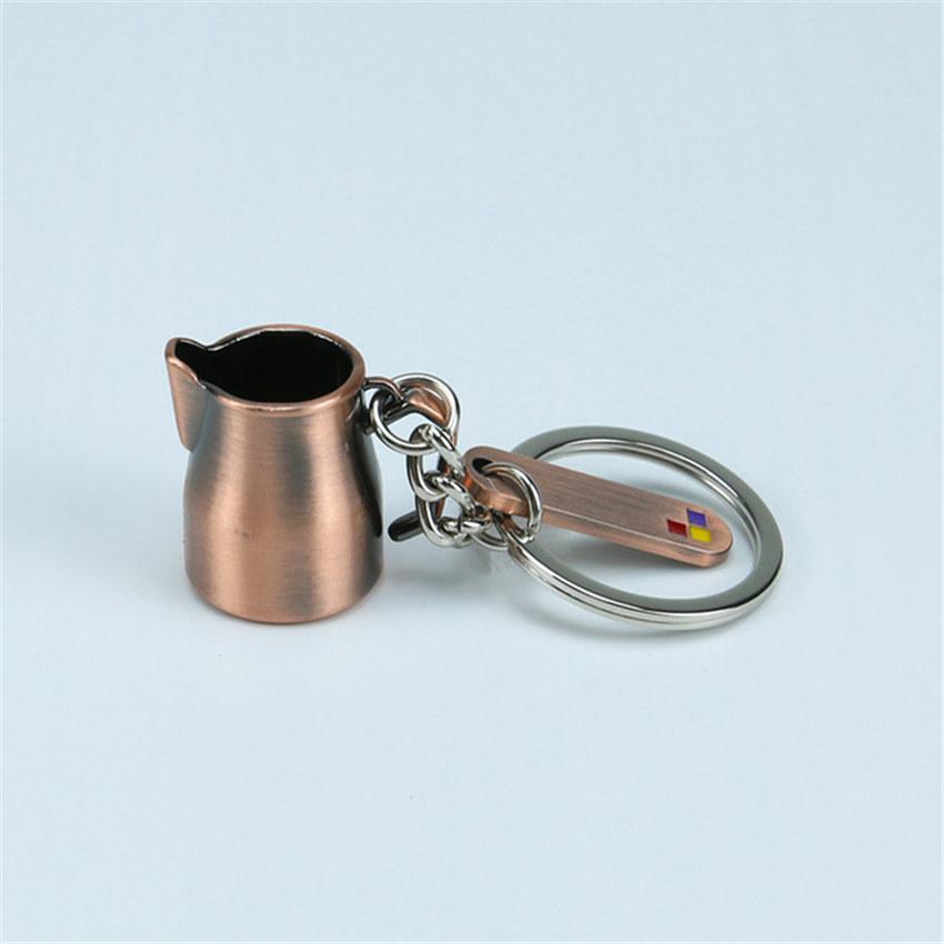 Creative Barista Coffee Tamper Keychain Coffee Machine Handle Moka Pitcher Keyring Portable Coffeeware Espresso Accessories Gift