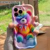 Phone Case: 2D Flat Design Suitable for iPhone 18 17 16 15 14 13 Pro Protective Case, Rainbow Little Bear, Perfect Christmas and Halloween Holiday Gif