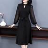 New Dress Spring and Autumn Long Sleeves Slim and Thin Black Skirt Temperament Lady Small Black Dress