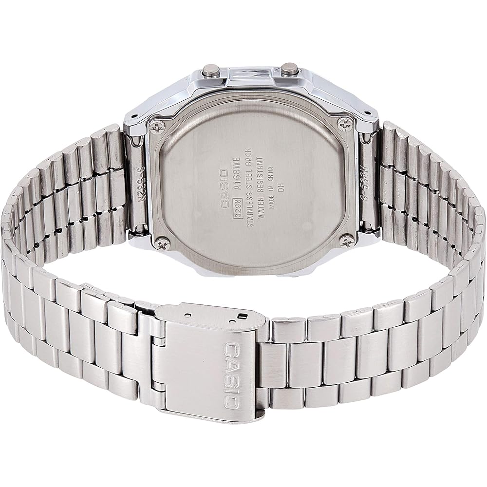 Casio A168WEM-7D Digital Watch Stainless Steel Band Water Resistant Retro Style