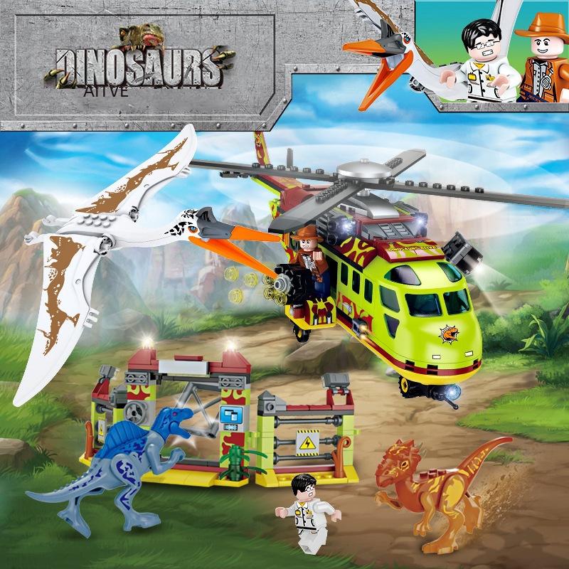 Orange Building Blocks Compatible with Lego Jurassic Series: Tyrannosaurus Rex Puzzle Toy - Perfect for Kids.