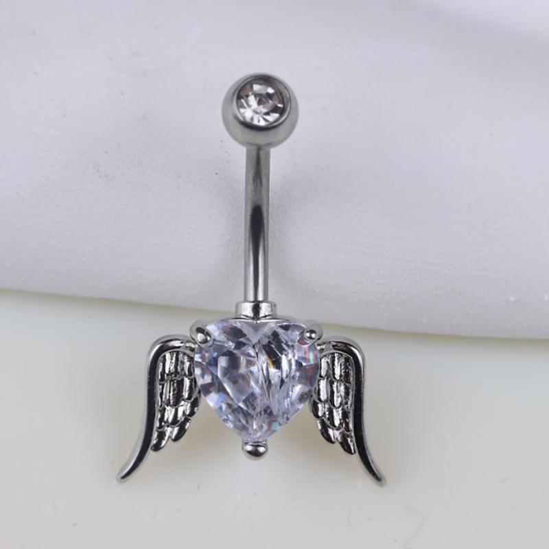 Fashion Bowknot Heart Navel Rings For Women Sexy Belly Button Nail Body Piercings Jewelry Stainless Steel Belly Button Ring Gift