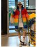 Unisex High-End Knitted Rainbow Cardigan with Zipper